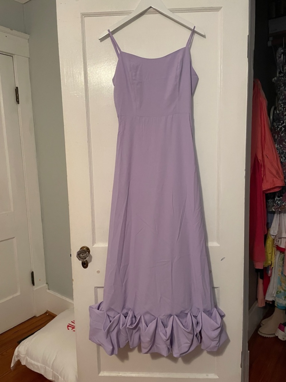 Lilac Spaghetti Strap Maxi Dress with Ruffle Hem